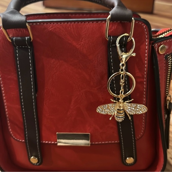 Handbags - NWT Elegant Red with Gold Bee Charm or Handbag